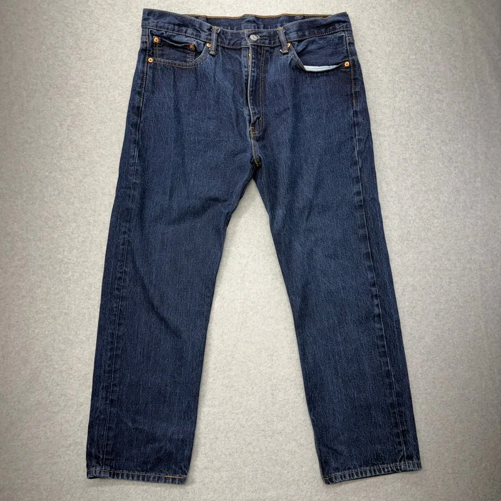 Levi Strauss 505 Dark Wash Straight Leg Denim Jeans Mens W38‎ L30